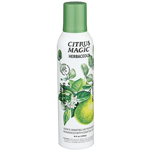 Citrus Magic Herbaceous Odor Eliminating Air Freshener Spray, Bergamot Eucalyptus, 8-Ounce, Pack of 2