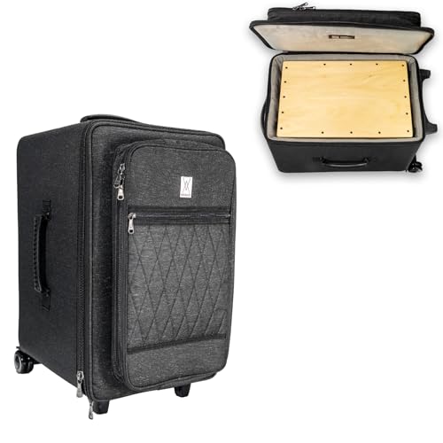 Wishmade CJ100 Cajon Box Drum Bag with Retractable Handle & Wheels,Waterproof Armor & 2" Shock-Absorbing Padding