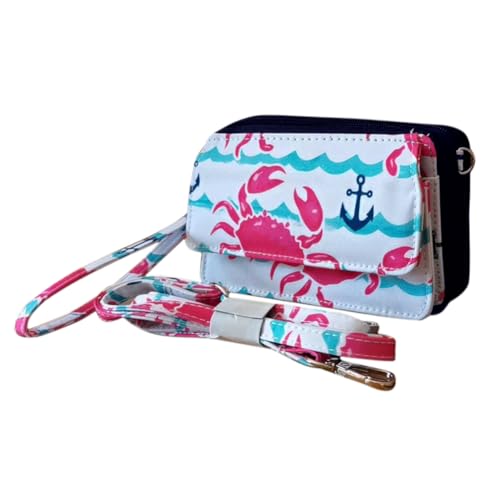 NGIL Canvas All in One Wallet, Wallet, Women Wallet, Wristlet Wallet, Zippered Wallet for Women (Crab- Navy)