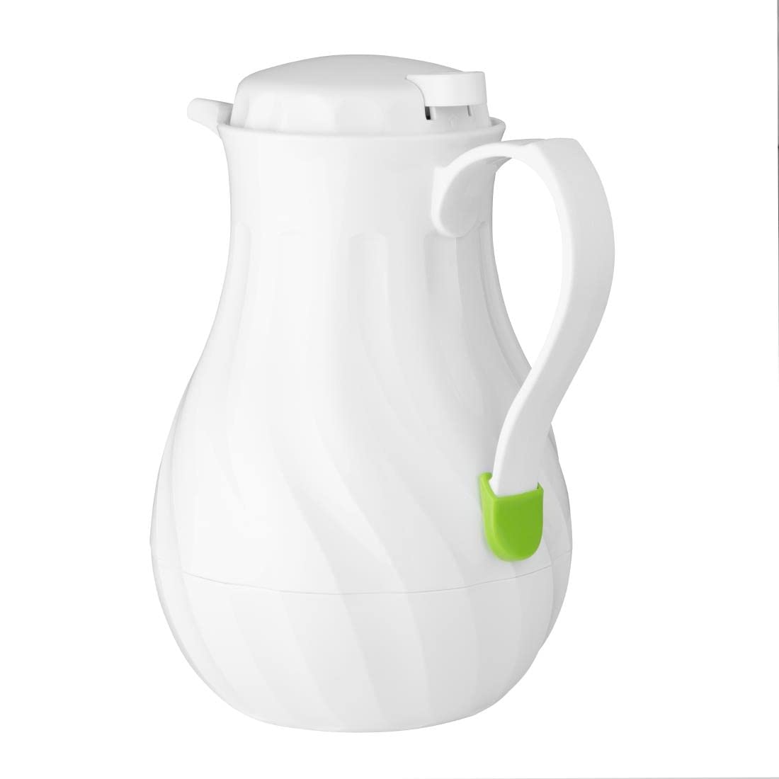 Olympia isolierte Wirbelkanne 2 Liter/70 oz, weiß, Material: ABS, Daumenhebelmechanismus für kontrolliertes Ausgießen, Kanne für heiße und kalte Getränke, GL971