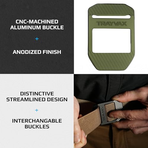 Image of Trayvax Tactical Belt, Nylon Web Cinch Belt for Men and Women, Outdoor Hiking and Military Accessories, CNC Machined