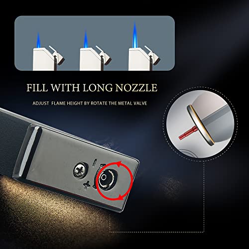 Jet Torch Cigar Lighter Single Flame Windproof Butane Fuel Cigarette Lighter (Butane Not Included) (Bk) #TOP3