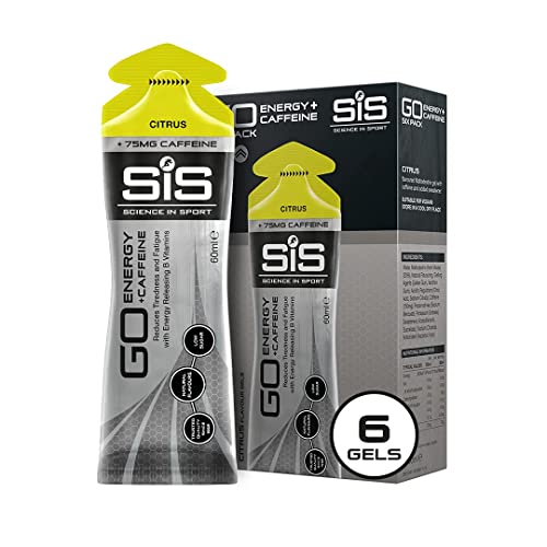 SCIENCE IN SPORT Energy Caffeine Gels, 22g Fast Acting Carbohydrates, Performance & Endurance Sport Energy Gels with 75mg of Caffeine, Citrus - 2 oz - 6 Pack