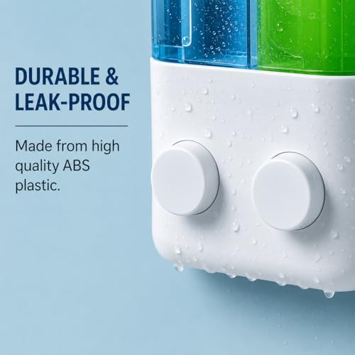 Image of b2 Wall Mounted Double Soap Dispenser, Refillable Dual Chamber Shampoo & Hand Wash Holder, Push Button Liquid Soap Dispenser for Bathroom, Hotel & Gym (Modal - 4)