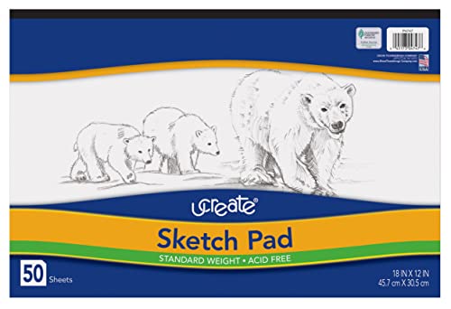 UCREATE - P4747 UCreate Sketch Pad Standard Weight 18 x 12 50 Sheets