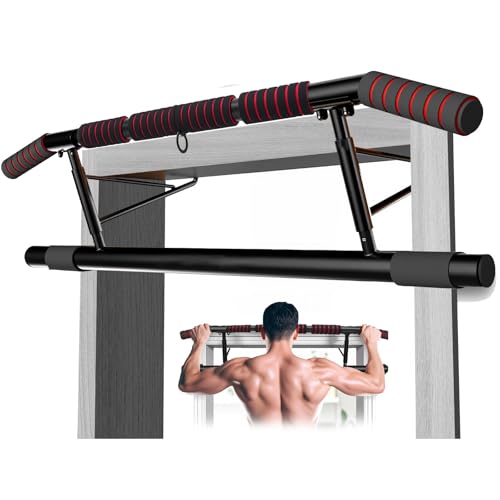 Barre de Traction Porte sans Perçage, Pull Up Bar avec Multi-Prises, Barre Traction Pliable Idéale pour Maison & Home Gym Bar de Traction (69-92cm)