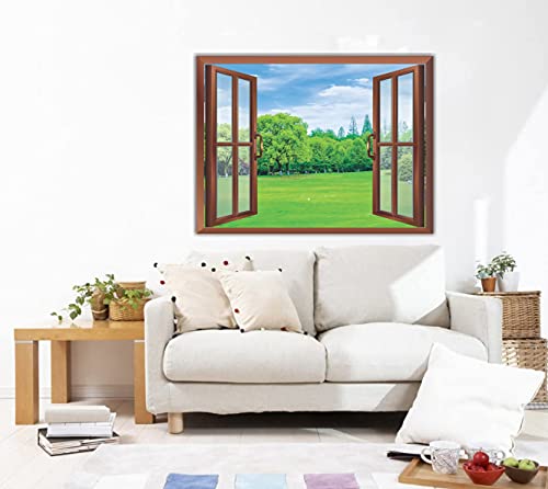 Image of CVANU Attractive View of Green pairies in a Sunny Day Removable Faux Window Wall Sticker /Decals for Living Room etc Cv 40