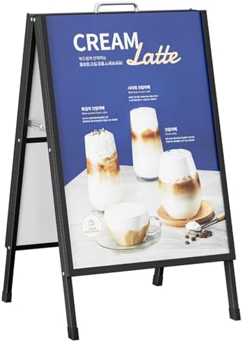 Noliven 24"x36" A Frame Sign Holder,Heavy Duty Double-Sided Sandwich Board Sign Outdoor, Slide-in Sidewalk Signboard Holder, for Pedestrian Streets, Restaurants, Bars, Museums, Frame Only