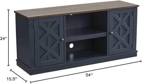 Miniatura 3 de LIVILAND Soporte de TV para TV de hasta 60 pulgadas con armario de almacenamiento y estante abierto, color azul marino