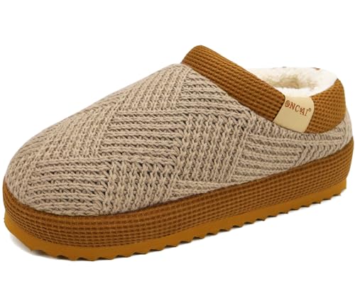 ONCAI Women’s Slippers Booties with Cashmere,Faux Fur Fleece Wool Woman House Shoes with Outdoor/Indoor Thick Rubber Soles