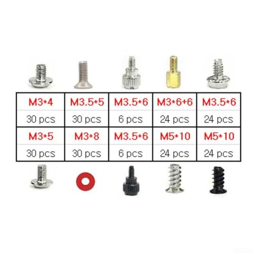 228 Pieces For Computer Screw Kit for Motherboard, Hard Drive, Cooler, and Case Installation with Rust Resistant Brass and Steel Screws and Standoffs