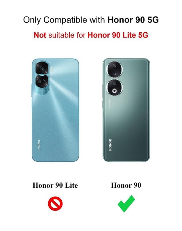 Image of MoreFit Case for Honor 90 5G, Bumper Defender Hybrid Polycarbonate Ring Case Back Cover for Honor 90 5G - Black Robotic Sliding Camera Window