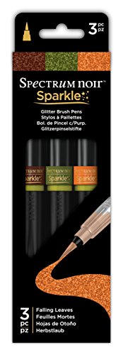 Spectrum Noir 3 Piece Sparkle Fine Glitter Brush Pens Set, Falling Leaves, Pack of 3