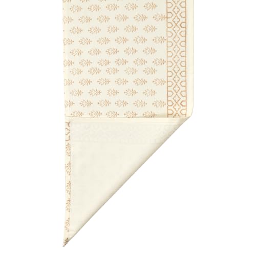 Image of BLOCKS OF INDIA Hand Block Printed Cotton Table Runner, Mat and Napkin Set for Center /Dining Table