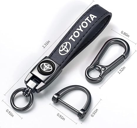leather car keychain set for Toyota Corolla, RAV4, Highlander men and women family present keychain key ring lanyard accessories (black) - Image 3