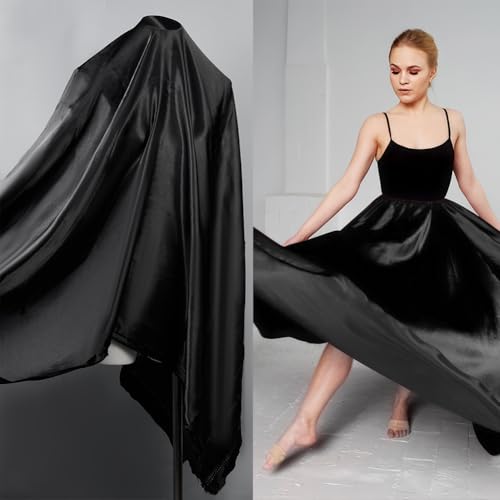 NBEADS 6 Yards/5.48m Charmeuse Satin Fabric, 150cm Shiny Cloth Silky Fabric for Wedding Bridal Decoration Fashion Apparel Crafts, Black - Image 3