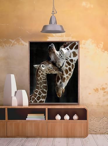 Image of WZWTYSM Stamped Cross Stitch Kits, Full Range of Embroidery Starter Needle tip Kits, Cross Stitch Stamped Pattern, 11CT Pre-Printed Fabric DIY Handmade by Adults Gift, 16x20 inches - Giraffe Pattern