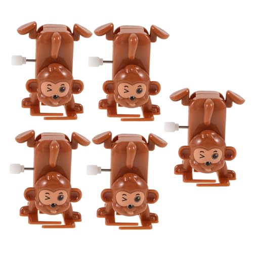 POPETPOP Monito De Cuerda Infantil 5 Piezas Pequeño Tamaño Juguete Mecánico Colorido Plástico Resistente para Desarrollo Motriz Fiestas y Cumpleaños