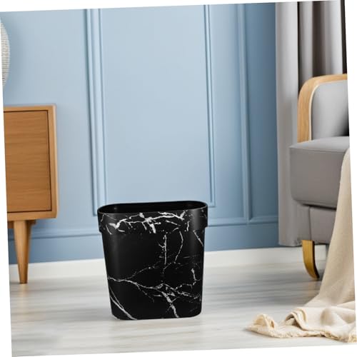 Caneca de basura rectangular negra de plástico sin tapa miniatura 6