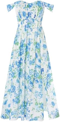 GRACE KARIN Summer Floral Dress for Women 2026,Off The Shoulder S...