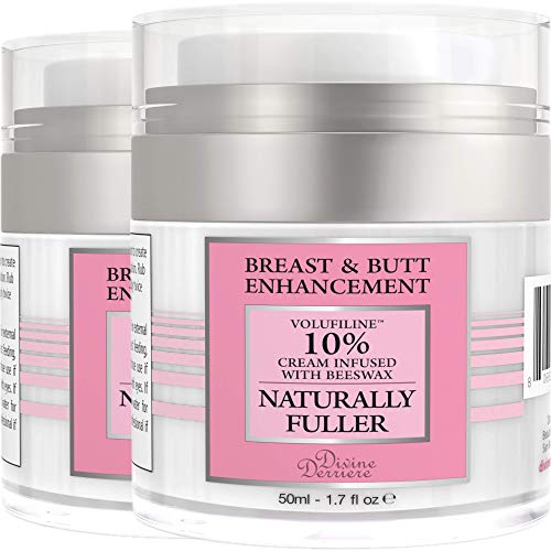 Divine Derriere Breast Enhancement Cream - Natural Breast Enlargement Cream for Bust & Butt - Clinically Proven for Natural Curves, Firming, Lifting and Plumping (2 Jars) Plus EBook