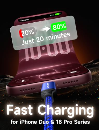 JSAUX for iPhone 18 Pro Charger Cable, USB C to USB C Cable [2-Pack 10FT] - image 2