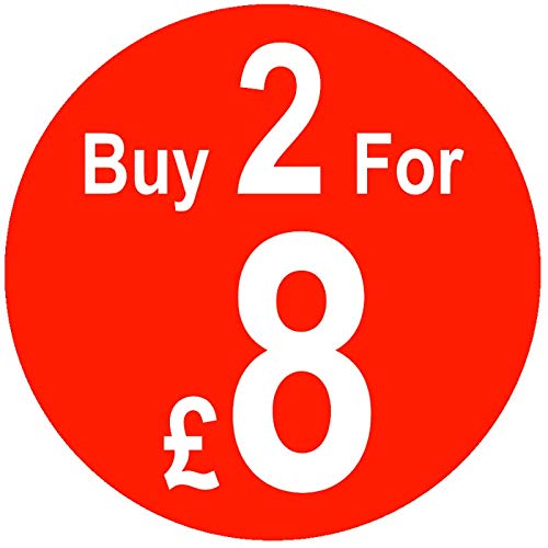Buy X for £X Multi Buy Price Stickers - Red, 2 for £8, 35mm, 1000 — image 1