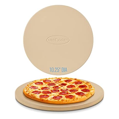 Unicook Pizza Stone, 26cm Round Baking Stone, Small Cordierite Grilling Stone for Oven and BBQ, Perfect Size for Personal Pizza, Ideal for Baking Crisp Crust Pizza, Bread, Cookies and More Cover