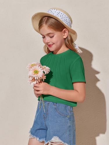 Image of Haloumoning Girls Pleated T Shirts Kids Summer Short Sleeve Fashion Tops Tees 5-14 Years