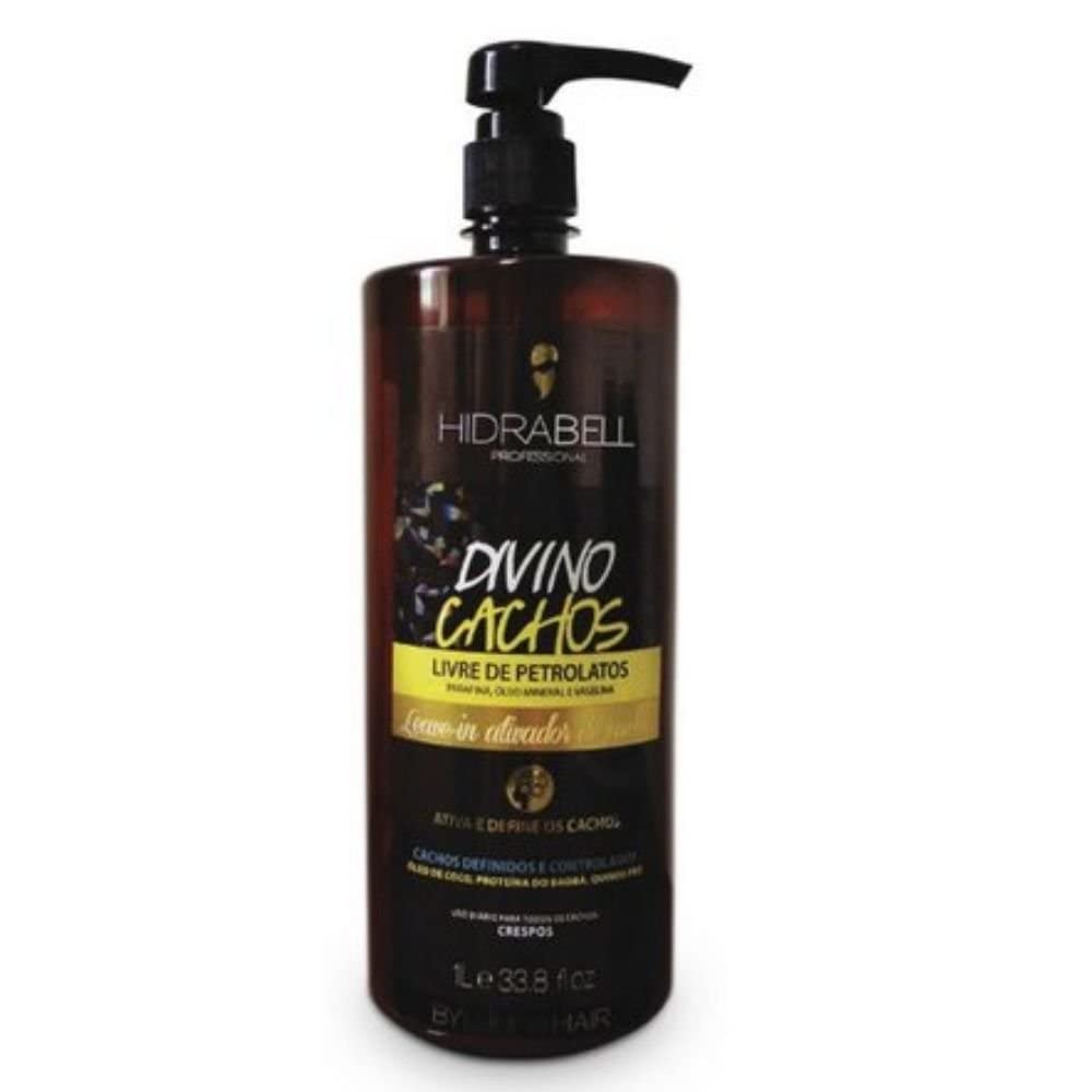 Hidrabell Leave-in Creme de Pentear Cabelos Crespos Protetor Térmico 1L - Controla Volume