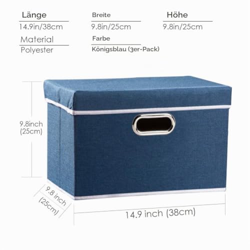 PRANDOM Aufbewahrungsbox mit Deckel,Baumwolle[3-stück] 38x25x25cm – Ansicht 6