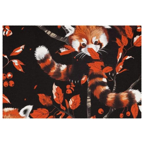 Sets de table 30,5x45,7 cm haute résistance avec motif panda rouge