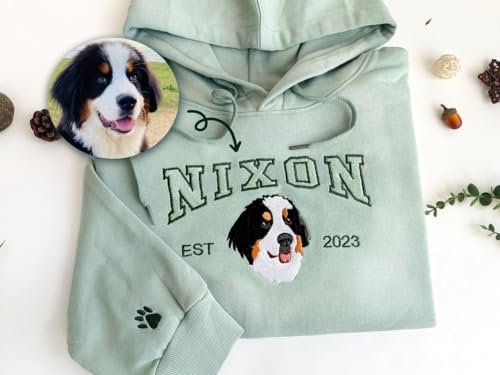 Negaru Custom Dog, Hoodie Embroidered Dog Name, Personalized Pet Face Sweatshirt from Your Photo, Varsity Sweatshirt, Gifts for Dog Lovers - Thumbnail 2