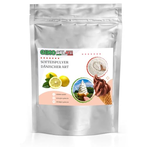 Gino Gelati Dänisches Softeis Pulver, fruchtiger Geschmack, verschiedene Geschmacksvarianten, schnell und einfach Zubereitet, Made in Germany, Eis selber machen (10 Kg, Zitrone)