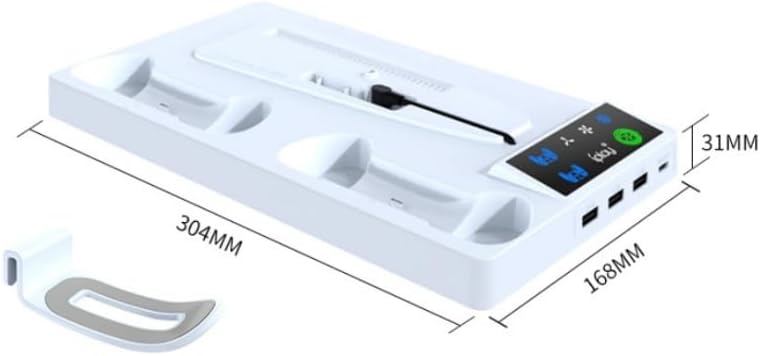 for PS5 Pro/PS5 Slim Cooling Stand Dock with Dual Controllers Charging Station, for P5 Pro Disc & Digital Console Bracket Base 3 Speed Cooling Fan Organizer with Headphone Hanger (Black)