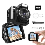4K 64MP Mini Keychain Camera Vintage Vlogging Camera for YouTube,Pocket Retro Video Camera with LED Light and 16G Micro SD Card, Suitable for Teenagers, Adults, Kids, and Photography Beginners Black