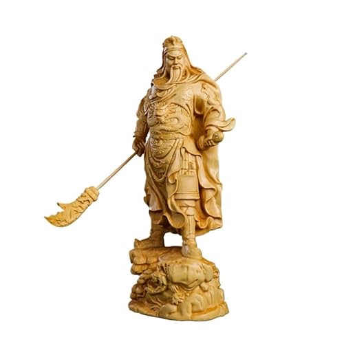 武財神 関羽像 立像 高級天然黄楊木(ツゲ)彫刻 中国伝統美術品 関帝 関公 青?偃月刀 三国志 置物 商売繁盛 金運 財運 開運 風水 神像 コレクション サイズ12cm