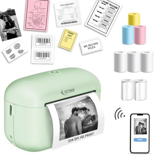 SEZNIK Mini Printer, Ultra HD Print 304 dpi | Inkless | Portable ...