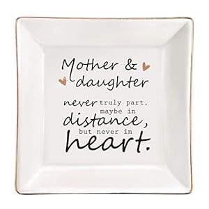 ELEGANTPARK Mom Gifts from Daughter Ceramic Ring Dish Daughter Christmas Birthday Gifts from Mom Square Trinket Jewelry Dish for Girls Graduation Present ELEGANTPARK Mom Gifts from Daughter Ceramic Ring Dish Daughter Christmas Birthday Gifts from Mom Square Trinket Jewelry Dish for Girls Graduation Present
