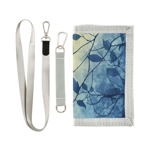 FOLIOSA Kids Wallet for Boys Girls Aesthetic Leaves Print Youth Wallet with Zipper Pocket Card Holders, Novelty Wallet 4.9×2.9 in