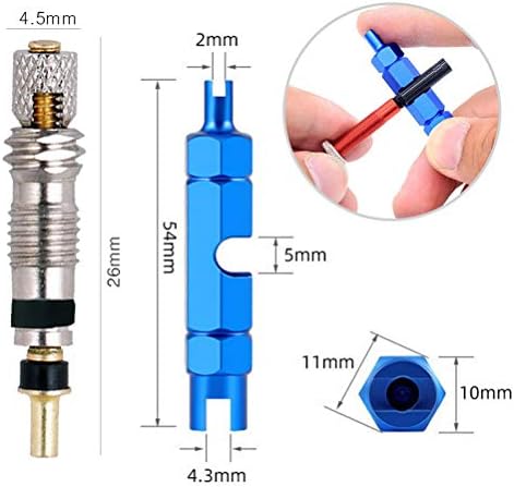 kuou 10pcs Presta Valve Cores, Replacement Bicycle Presta Valve Remover Tool Kit, Copper Tubeless Presta Valve Core For Universal Road Bike Car Includes Valve Wrench