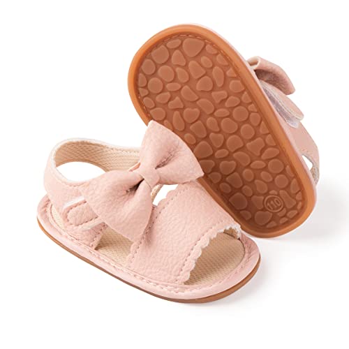 Image of HsdsBebe Baby Girls Sandals Bohemia Flower Bow Soft Sole Toddler First Walkers Beach Summer Shoes