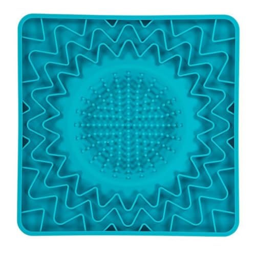 10 x 10 in. Framed Silicone Interactive Licking Dog & Cat Bowl Mat Blue