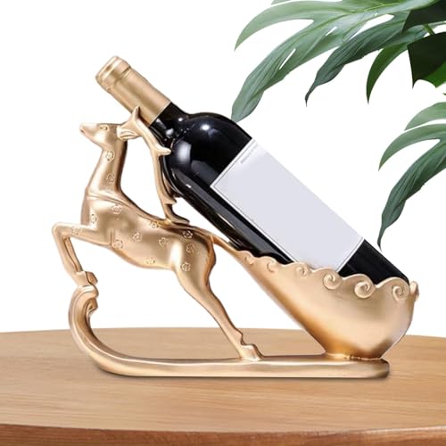 Étagère de rangement de vin vintage cerf sculpté et chariot dore d'art - 2