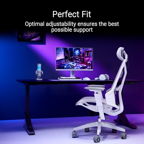ASUS ROG Destrier Core Chaise de Gaming Ergonomique, appuie-tête 2D, Support Lombaire, accoudoirs 3D pour Gaming Mobile, Profondeur et Hauteur réglables, Inclinaison en 3 Positions, Blanc Lunaire – Image 4