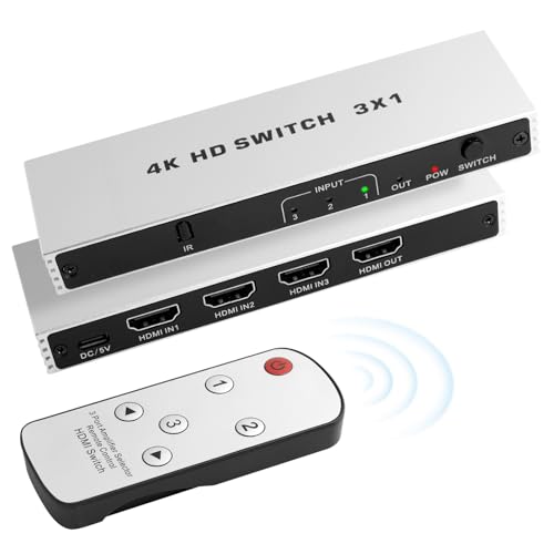 HDMI Splitter 4K@60Hz 3 in 1 Out HDMI Switch, E-SHIDAI HDMI Switcher with Remote, Support 4K 3D HDR, Compatible with Laptops, PC, Xbox Series, PS5 / PS4
