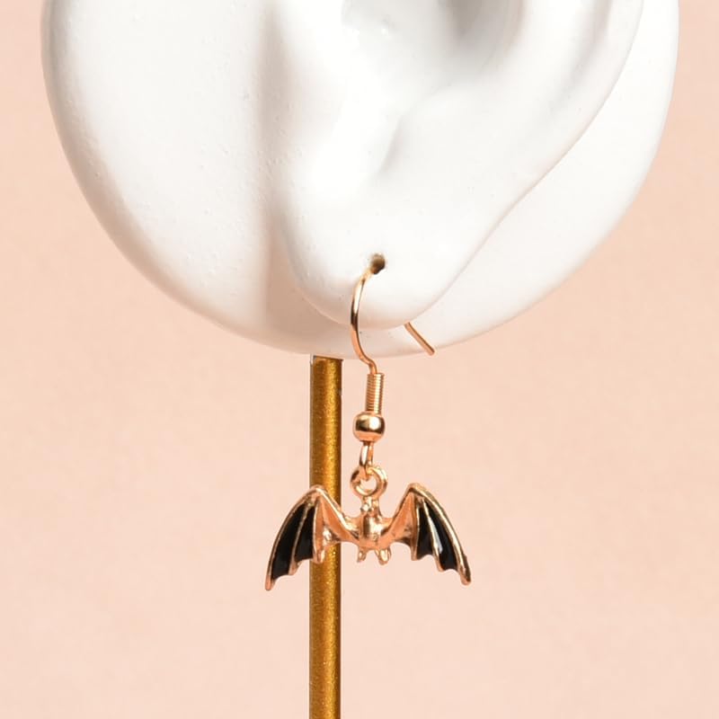 Halloween Bat Earrings for Women Golden Bat Earrings Vintage Gothic Earrings Halloween Costume Accessories for Halloween Cosplay Party Earring Set - Image 5