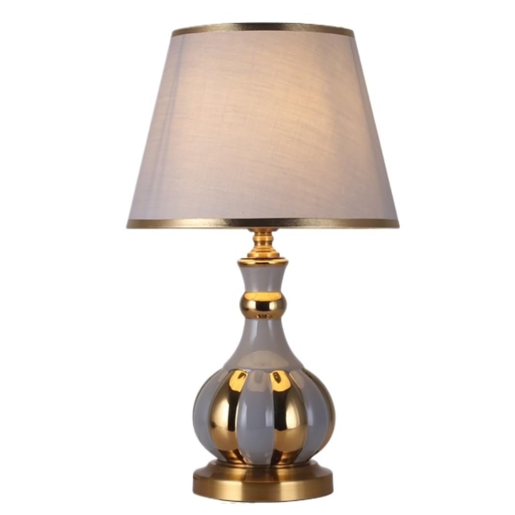 SGKOMN Shower Head Bedside Table Lamp Ceramic Table Lamp Fabric Lampshade Desk Lamp E27 Desk Light Nightstand Lamp Eye Protection Nightstand Lamp For Bedroom Shower Head