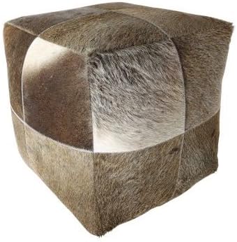 teps Cowhide Cube Pouffe Mid Century Modern Footrest Footstool