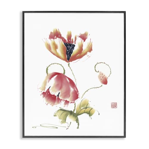 Simple Pink Orange Floral Blossoms, 16 x 20 Inch Framed Giclée Print